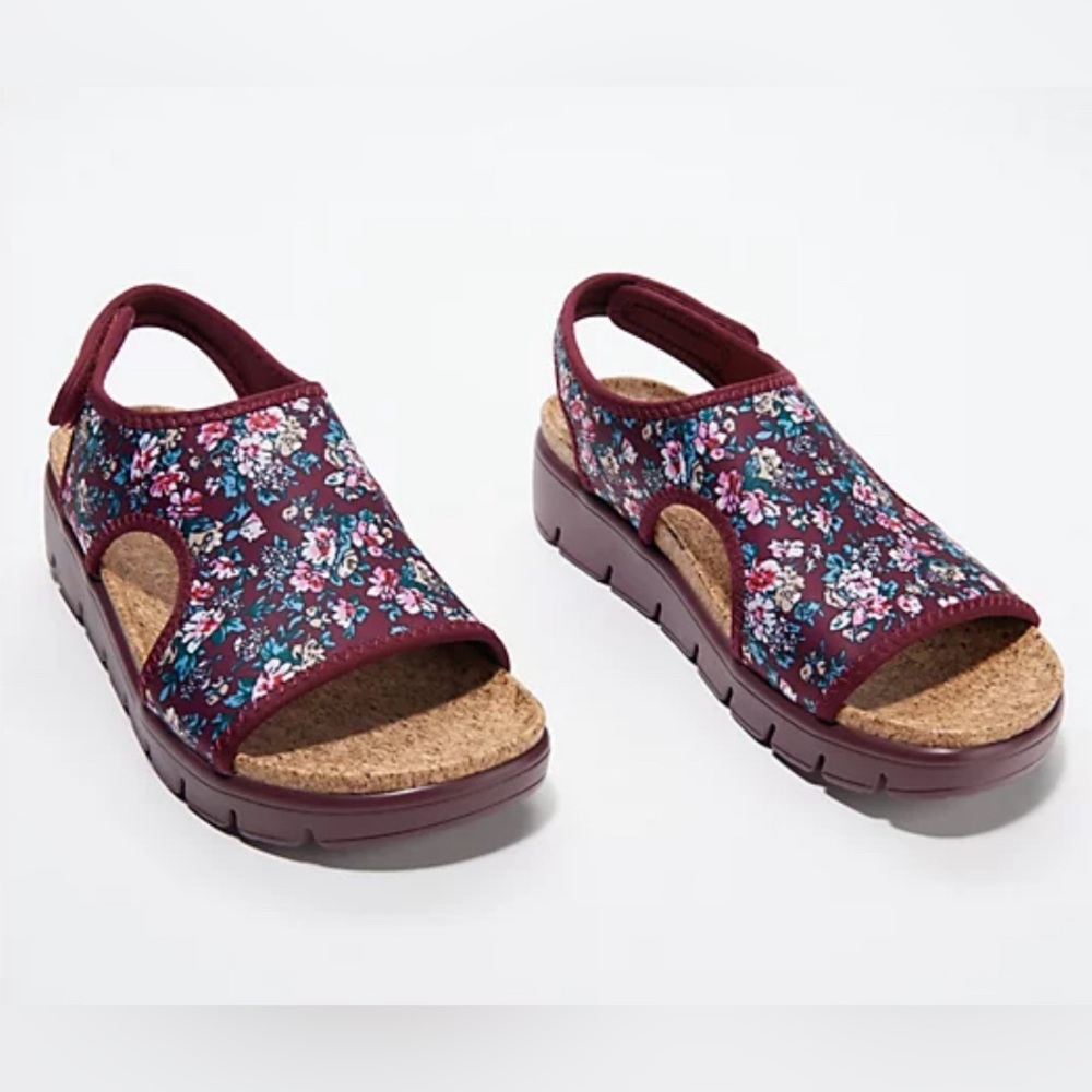 Alegria Knit Back Strap Sandals Micah Wine Floral Print Women’s US Size 8-8.5